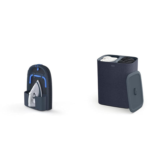 Folding Tabletop Ironing Board with Iron Holder & 90L Laundry Hamper – Removable Bags Included